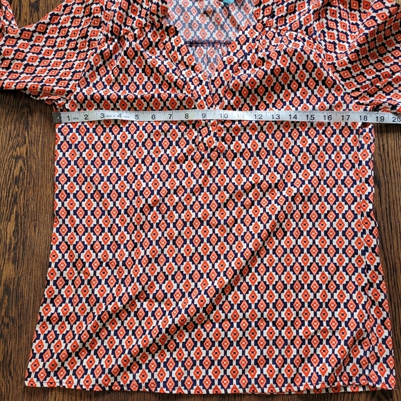 Francesca's Alna Be Geometric Split Neck 3/4 Sleeve Blouse Size Women's Small - Picture 7 of 11